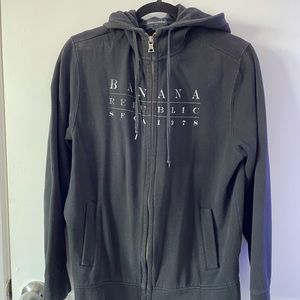 banana republic black full-zip hoodie